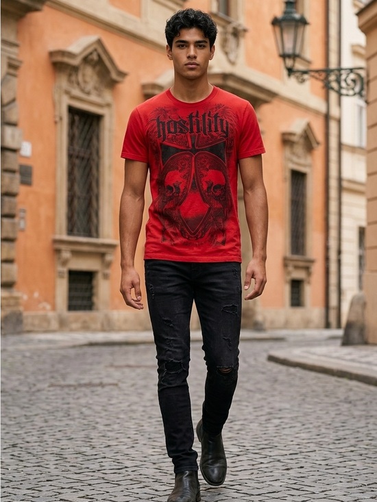 Chemistry Other - Chemistry “Hostility” Unisex XL Red Graphic Skulls Aesthetic Short Sleeve Tee